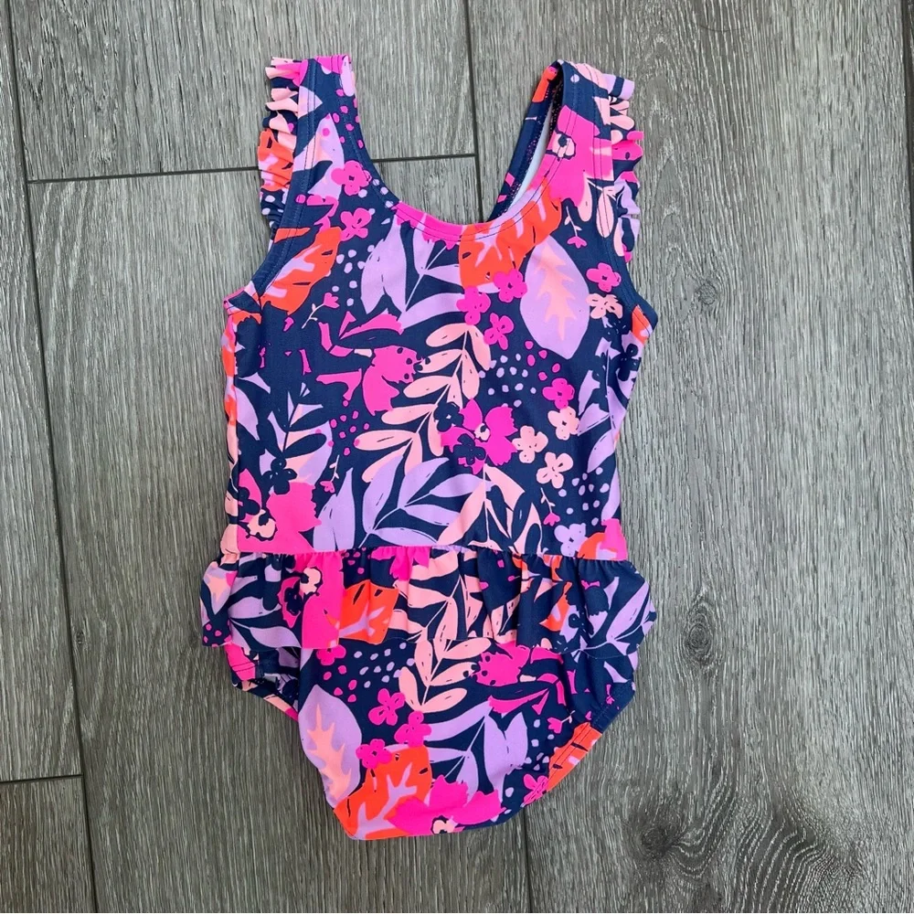 OSHKOSH ONE PIECE SWIMSUIT FLORAL BLUE 18-24MO